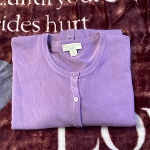 Appleseeds Spindrift Soft Cardigan w matching SS shell,Lavender,size 1X,worn x 2